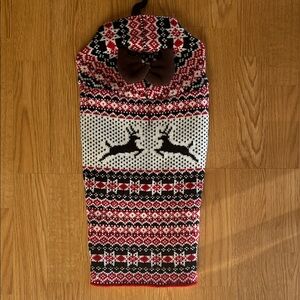 Festive Reindeer Knit Sweater with Bow for Dog